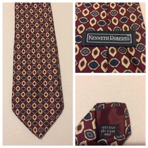 Kenneth Roberts 100% Silk Tie 62" Made in Italy
